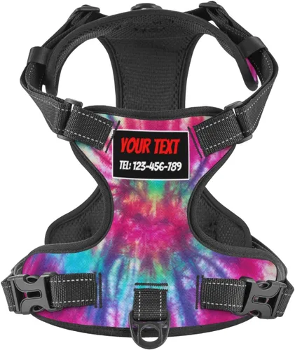 Vista 15 de Arnés personalizado para perro sin tirones, chaleco personalizado de hueso de perro con nombre de mascota, arnés reflectante ajustable personalizado