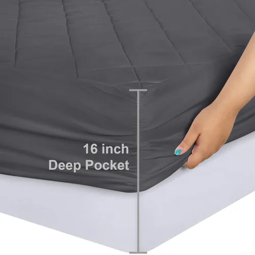 Vista 3 de Utopia Bedding - Funda acolchada ajustada para colchón, tamaño King, protector y cubierta de colchón elástico con bolsillo profundo que se estira