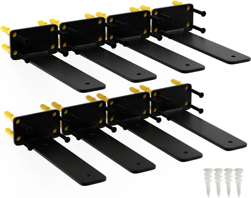 Vista 14 de Soportes de estante de 6 pulgadas, paquete de 8 soportes flotantes para estantes, soportes ocultos de acero al carbono de 1/5 pulgadas de grosor
