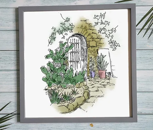 Vista 3 de 4 estilos de puertas de jardín, sellos transparentes para decoración de tarjetas, álbumes de recortes, paisajes de jardín de flores, sellos de goma