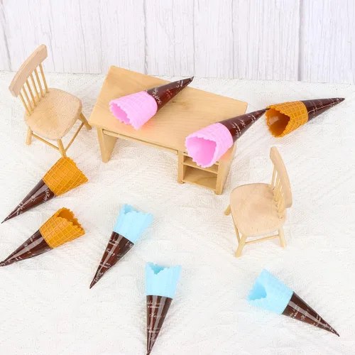Vista 5 de 30 piezas de mini cono de helado artificial realista, adorable cono de helado de simulación, juego de comida, casa de muñecas, suministros