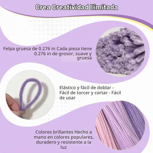 Vista 3 de 500 unidades de limpiapipas a granel, tallos de felpilla de 12 pulgadas en Morado