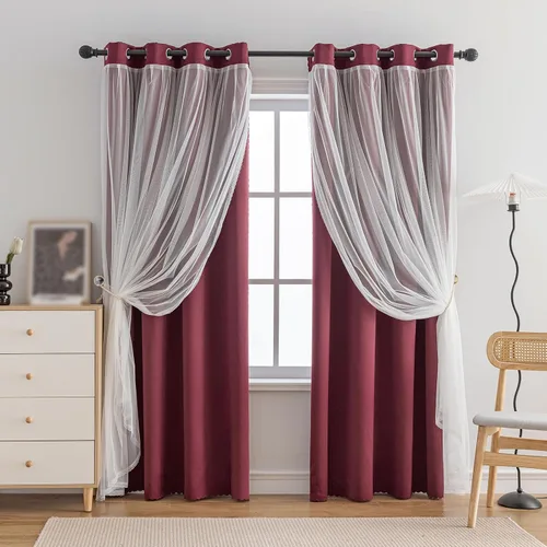 Vista 34 de Anytime Cortinas opacas y transparentes para ventana, par de paneles de cortinas lisas con ojales en la parte superior, 35 pulgadas de ancho x 63