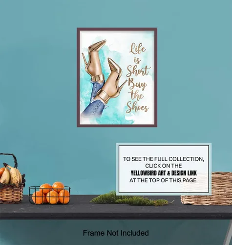 Vista 8 de Arte de pared de diseño de moda, decoración de pared glamorosa, regalo de lujo para mujeres, fanáticos de los zapatos de diseñador, fashionista