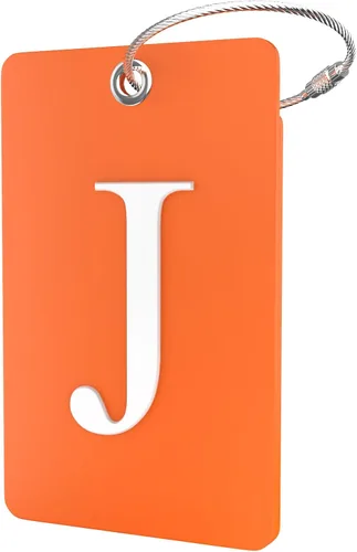 Vista 45 de Etiqueta de equipaje con inicial, totalmente flexible, con aro de acero inoxidable, letra G