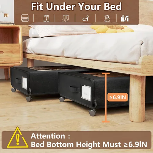 Vista 3 de XXXXL Almacenamiento Extra Largo Debajo de la Cama con Ruedas, TAMAÑO MÁS GRANDE Disponible (66L) organizador de almacenamiento debajo de la cama