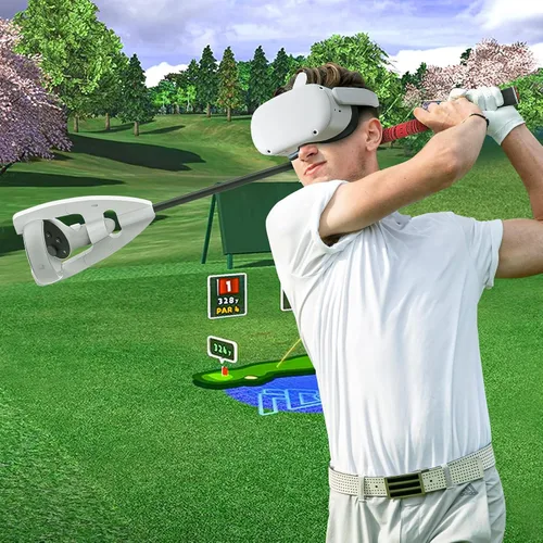 Vista 2 de VR Golf Club Handle Accessory Compatible with Oculus Quest 2 Meta Rift S Designed for VR Games Like Golf with Two VR Controller Protective Covers