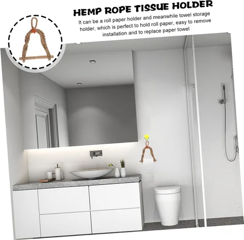 Vista 4 de Soporte para rollo de papel de cuerda náutica, decoración de baño rústico, soporte para papel higiénico con tema oceá