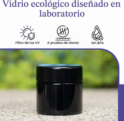 Vista 7 de Infinity Jars Tarro alto de cristal negro 3.4 fl oz, hermético ultravioleta