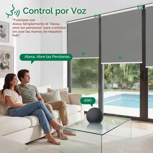 Vista 3 de Allesin Persianas motorizadas inteligentes con control remoto, persianas enrollables opacas Zigbee, no necesita concentrador, control por Alexa