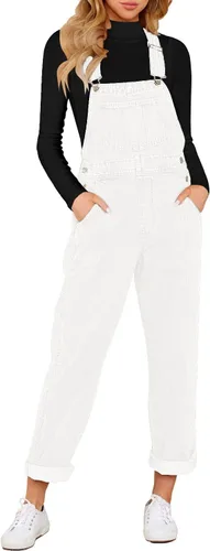 Vista 16 de luvamia - Overol de mezclilla ajustable y elástico para mujer, con pechera, jeans, pantalones, jumpsuits A1 Cody Blue