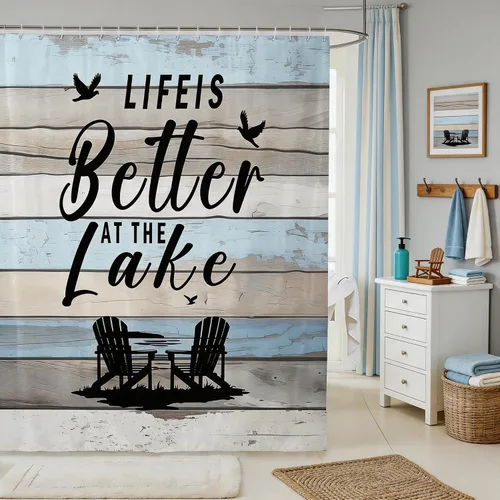 Vista 16 de Castle Fairy Lake Life - Cortina de ducha con silueta de árboles, juego de cortina de ducha para niños y adultos, cortina de baño de campamento
