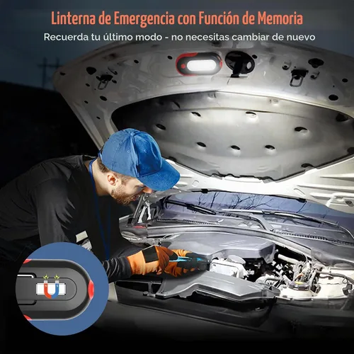 Vista 5 de Luz de trabajo magnética recargable, luz de trabajo LED de 400 lm con reflector y proyector COB, 5 modos, tiempo de ejecución de 3 a 7 horas