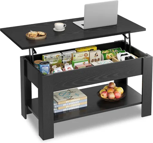 Vista 11 de WLIVE Mesa de Centro, Mesa de Centro de 39" con Tapa Elevable con Compartimento Oculto, Estante de Almacenamiento y Tapa Elevable para Hogar, Sala