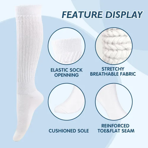 Vista 2 de Buauty Calcetines holgados para mujer, suaves, extra largos, hasta la rodilla, para otoño e invierno, de punto, holgados, hasta el muslo, calcetines