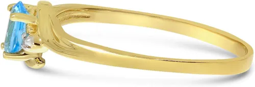 Vista 5 de Anillo ovalado de oro amarillo de 14 k con topacio azul y diamantes