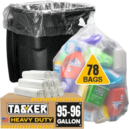 Vista 6 de Bolsas de basura transparentes de 95 a 100 galones resistentes MegaPack 78 bolsas Bolsas de basura extragrandes de 95 a 96 galones, bolsas