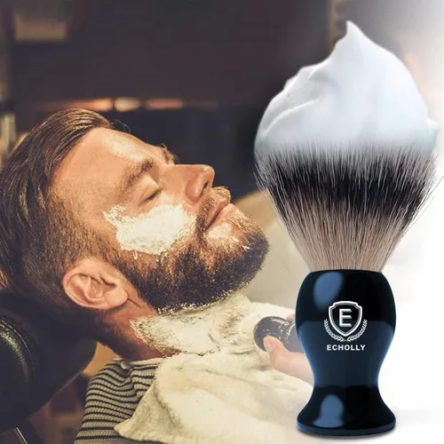 Vista 2 de Brochas de Afeitar de Lujo para Hombres de Echolly - Brochas de Afeitar de Cerdas Super Fuertes sin Desprendimiento para Hombres - Mango de Acrílico