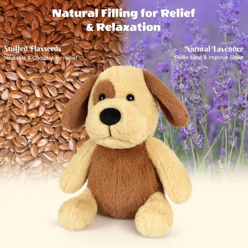 Vista 2 de SuzziPals Animales de peluche de perro Beagle calentables y refrigerables, almohadilla térmica para microondas para calmar y relajar, peluche