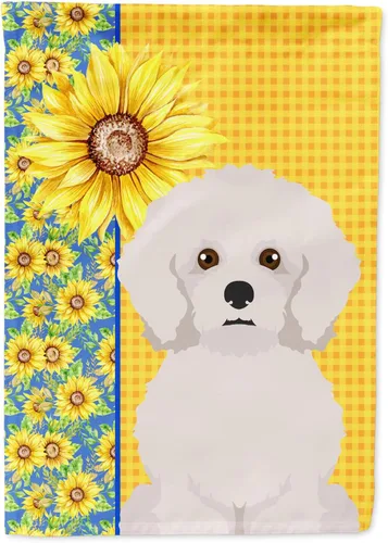 Vista 366 de Caroline's Treasures WDK5313GF Bandera de jardín con diseño de girasoles de verano, color negro y tostado, Airedale Terrier para buzón, bandera