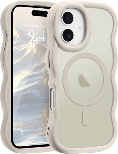 Vista 21 de Pepmune - Funda para iPhone 12 Pro Max con marco ondulado y estructura rígida, color mate claro, cubierta trasera unisex, compatible con Magsafe