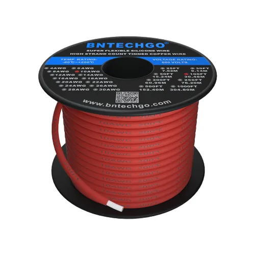 Vista 22 de BNTECHGO Carrete de alambre de silicona calibre 10 de 25 pies, alambre de cobre estañado trenzado de 10 AWG, color azul flexible