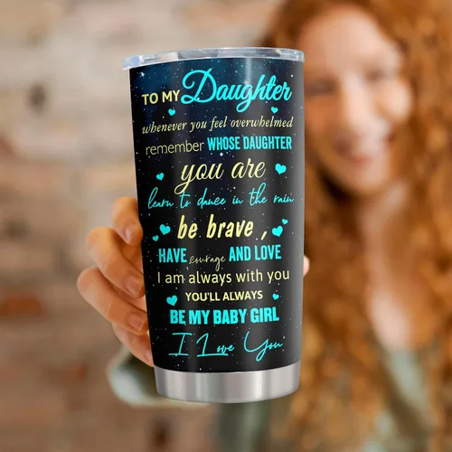 Vista 5 de Regalo para hija de mamá/papá, Navidad/cumpleaños/regalos de graduación para hija, ideas de regalo para hijas adultas, vaso de 20 onzas, 1 unidad