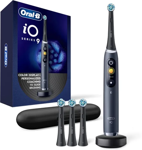 Vista 13 de Oral-B iO Series 9 Cepillo de dientes eléctrico con 4 cabezales de cepillo, Aqua Alabaster