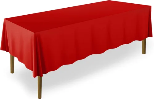Vista 41 de Lann's Linens - Mantel rectangular de tela de poliéster de primera calidad para bodas, banquetes y restaurantes Rojo