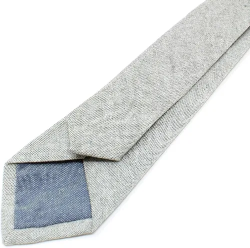 Vista 24 de Corbata delgada de algodón cambray para hombre, estilo desgastado texturizado - 2 1/2 pulgadas de ancho