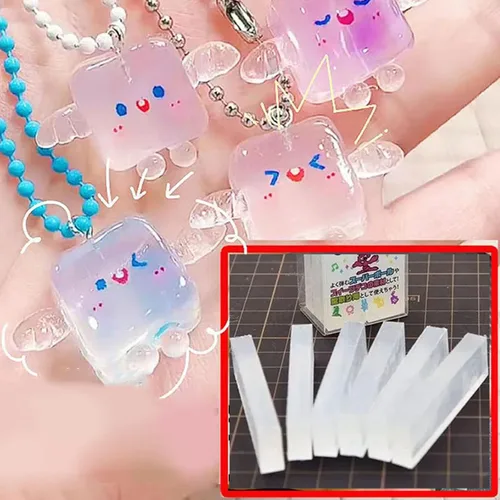 Vista 4 de 5 piezas de plástico polimorfo, plástico moldeable, se derrite en agua caliente para hacer joyas, suministros de arte de resina, tiras termoplásticas
