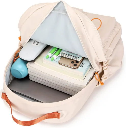 Vista 4 de Lanola Lightweight Backpacks for Girls Kids Fashion Backpacks Middle School Bags Women Casual Daypack - Beige