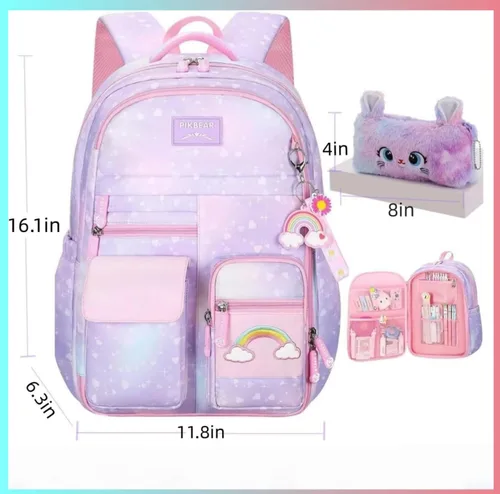Vista 2 de pisyae Mochila de unicornio para niñas, mochilas para niña, Mochila-01
