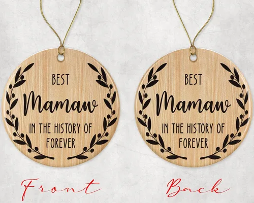 Vista 2 de Adorno de la mejor mamaw – Adorno de Navidad «Best Mamaw in the History of Forever» – Adorno familiar – Regalo para mamaw – Adorno de mamaw impreso