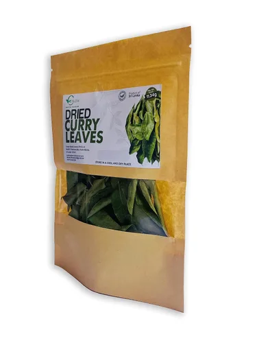 Vista 5 de Hojas de curry secas 0.4 Oz (11.34g) hojas enteras premium de aroma fresco Sabor aromático y distintivo con toda la frescura de Kari Patta, sin