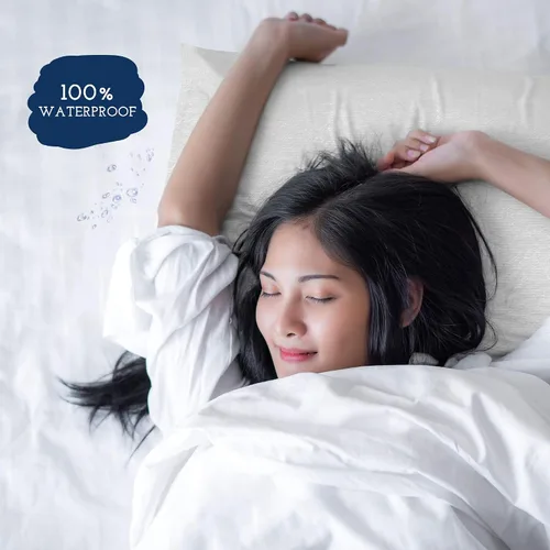 Vista 4 de Little Sleepy Head Protectores de almohada estándar impermeables con cremallera, algodón de rizo, fundas de almohada que protegen de la humedad