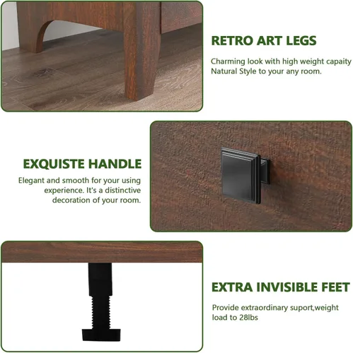 Vista 4 de Vikiullf Cómoda de 7 cajones – Cómoda de granja para dormitorio, cómoda rústica de madera, armario de almacenamiento para dormitorio, sala de estar