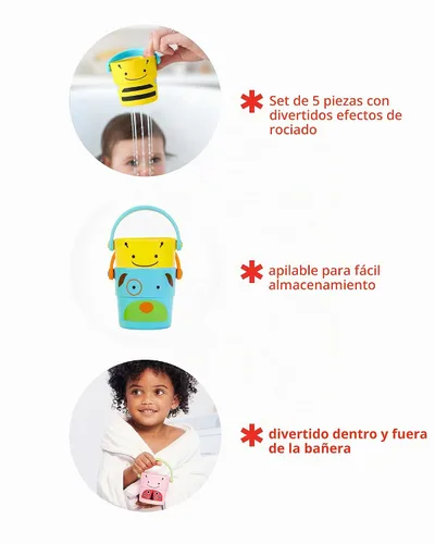 Vista 3 de Cubetas Skip Hop Zoo para juego durante el baño de niños, apilables, varios diseños Árbol