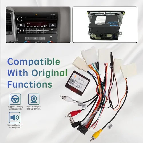 Vista 6 de Arnés de cableado estéreo de automóvil de 16 pines con caja Canbus para Toyota Camry RAV4 Corolla Tundra Highlander, compatible con amplificador JBL