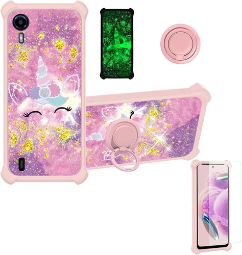 Vista 153 de jioeuinly JSF-DJS - Funda compatible con Nothing Phone 2a con protector de pantalla de vidrio templado, policarbonato duro + silicona suave, soporte