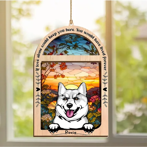 Vista 183 de LOVELYPOD Adorno de Navidad personalizado de sabueso afgano, atrapasoles con nombre, regalos de pérdida de mascotas, regalos para amantes