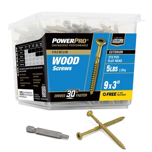 Vista 10 de Power Pro Tornillos de madera para exteriores de alta calidad, tornillos de cubierta multiusos #8 x 1-1/2 pulgadas para proyectos al aire libre