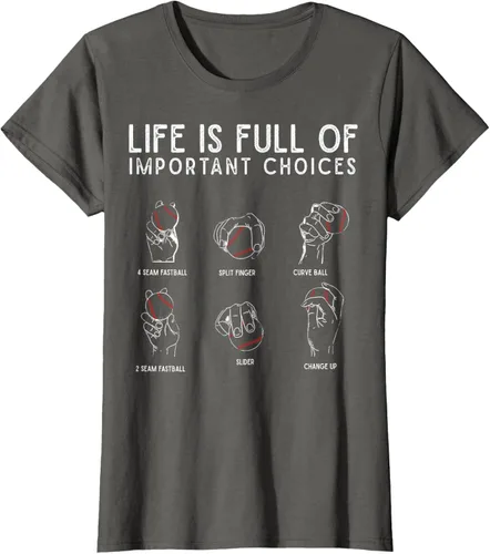 Vista 10 de Tipos de béisbol Pitches Life Choices Jugador Camiseta