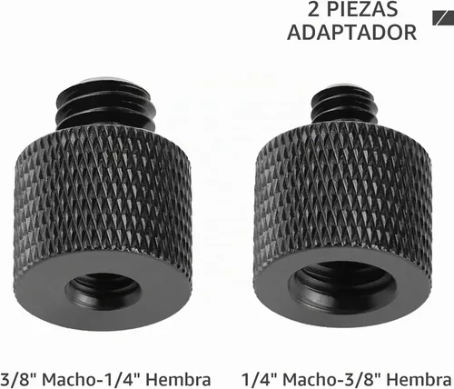 Vista 3 de Adaptador de trípode de cámara de 1/4 a 3/8 y de 3/8 a 1/4 - Tornillo macho a hembra para cámara, montaje, monitor Negro