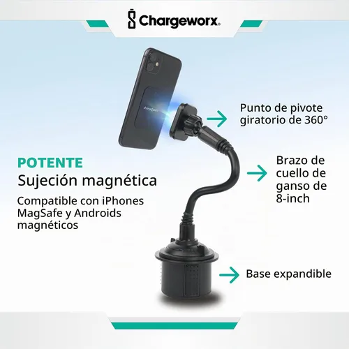 Vista 2 de Soporte magnético para teléfono de automóvil para iPhone MagSafe y Android