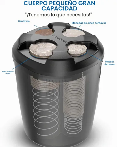 Vista 2 de JOYTUTUS Soporte universal para monedas de coche de alta capacidad para tazas, soporte para cambio compatible con la mayoría de accesorios de Negro