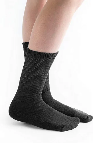 Vista 9 de Doc Ortho Calcetines de algodón para diabéticos de ajuste holgado para hombres y mujeres, 3 pares, cuello redondo