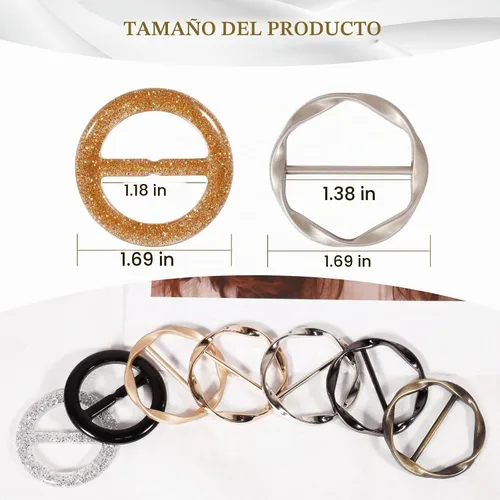 Vista 6 de Clips de camiseta 9 piezas, botón anudado de esquina de ropa, moda aleación perla diamantes de imitación círculo clip hebilla camisa redonda bufanda