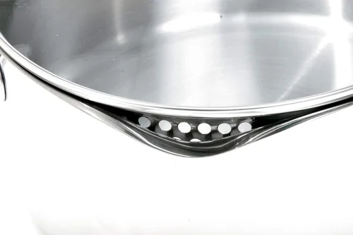 Vista 5 de Norpro KRONA - Olla ventilada de 5 cuartos de galón con tapa coladora, acero inoxidable, 645, plata