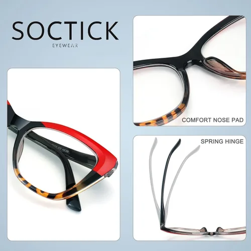 Vista 4 de 3 Pack Oversized Reading Glasses for Women with Spring Hinge Blue Light Blocking Readers, Comfortable to Wear, Stylish Butterfly ＆ Square Frame
